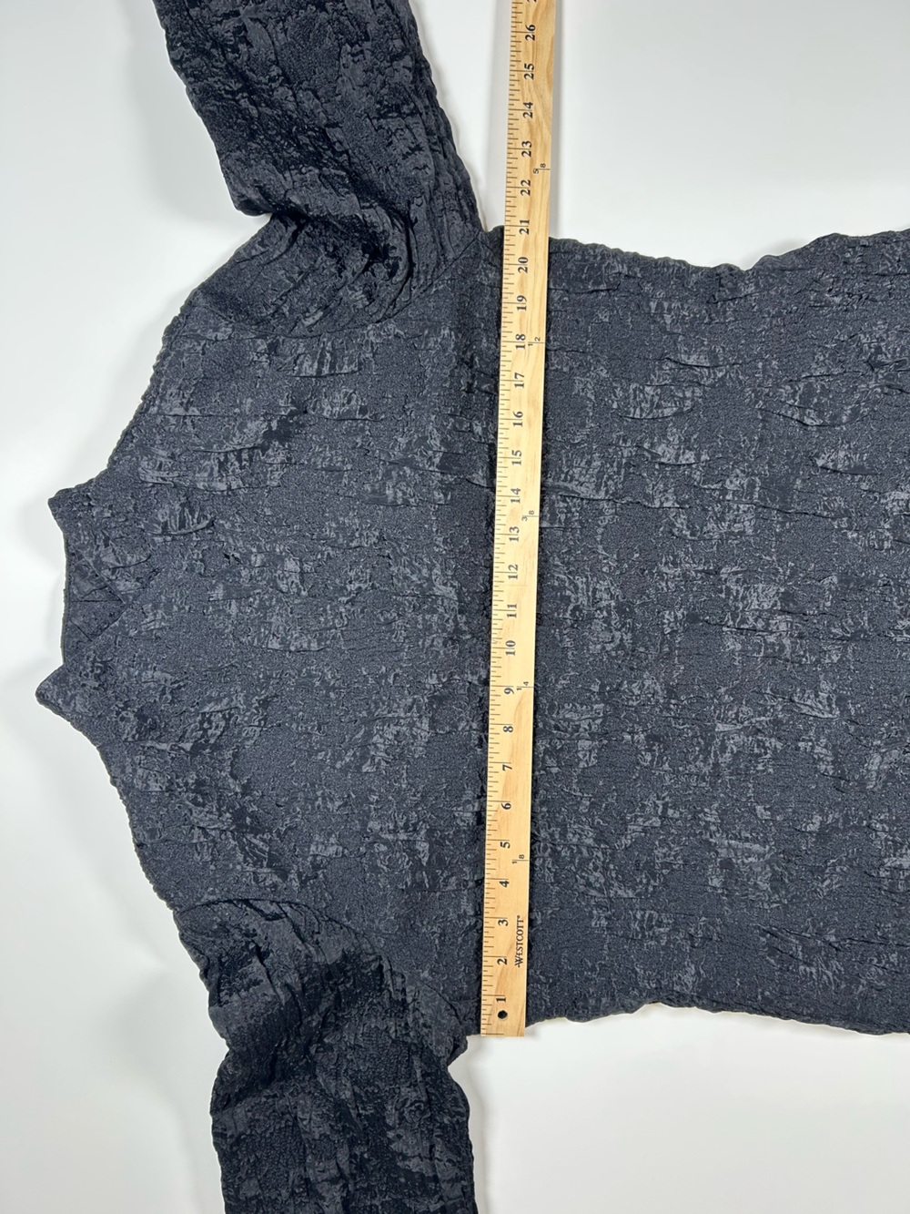 Eileen Fisher Crinkle Jacket Women's Medium Black 3/4 Sleeve Mid Length Textured - Picture 12 of 15